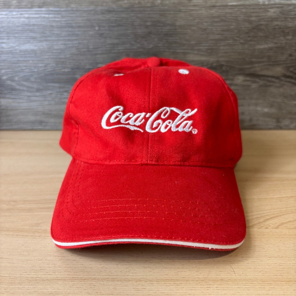 Coca Cola Hat Cap Strap Back Red White Soda Pop Beverages Classic Logo Mens